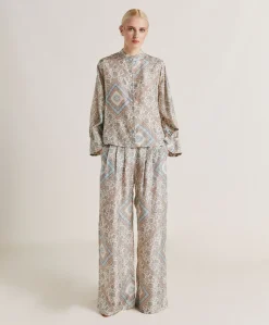 Chemise Franklin En Soie Haboutai - Creme/Poussiereux