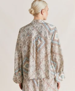 Chemise Franklin En Soie Haboutai - Creme/Poussiereux