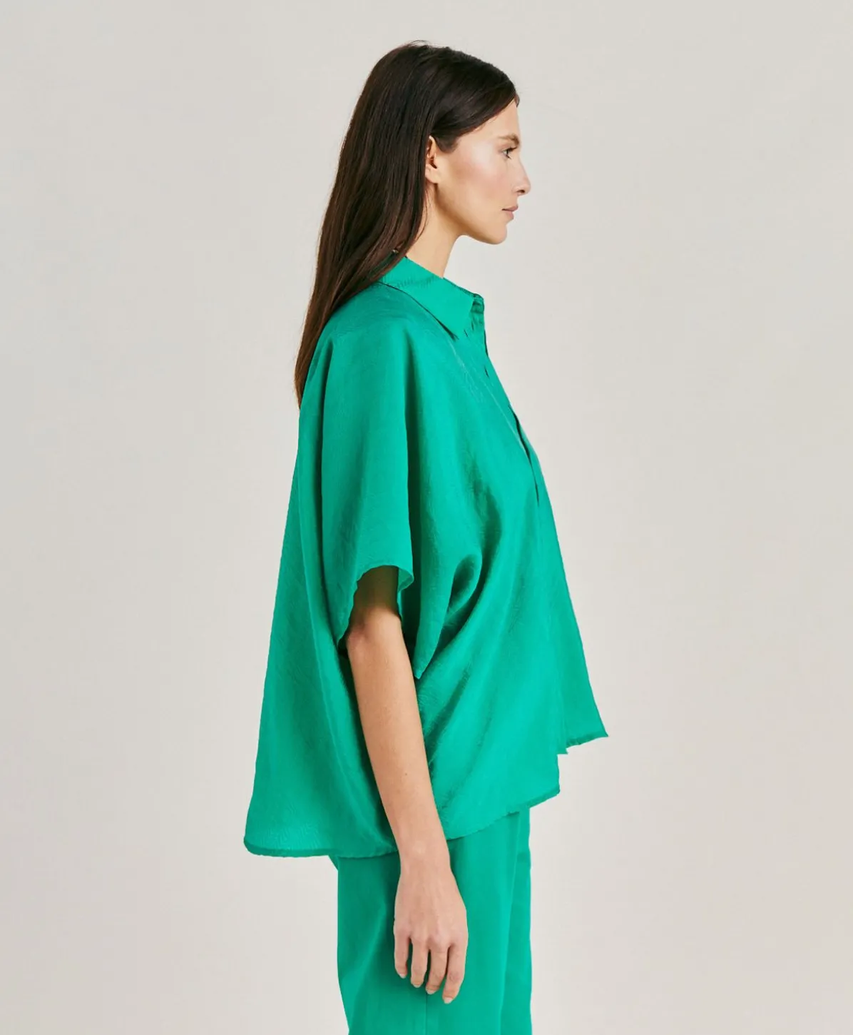 Chemise Jacquard Brooklyn Cupro - Emeraude