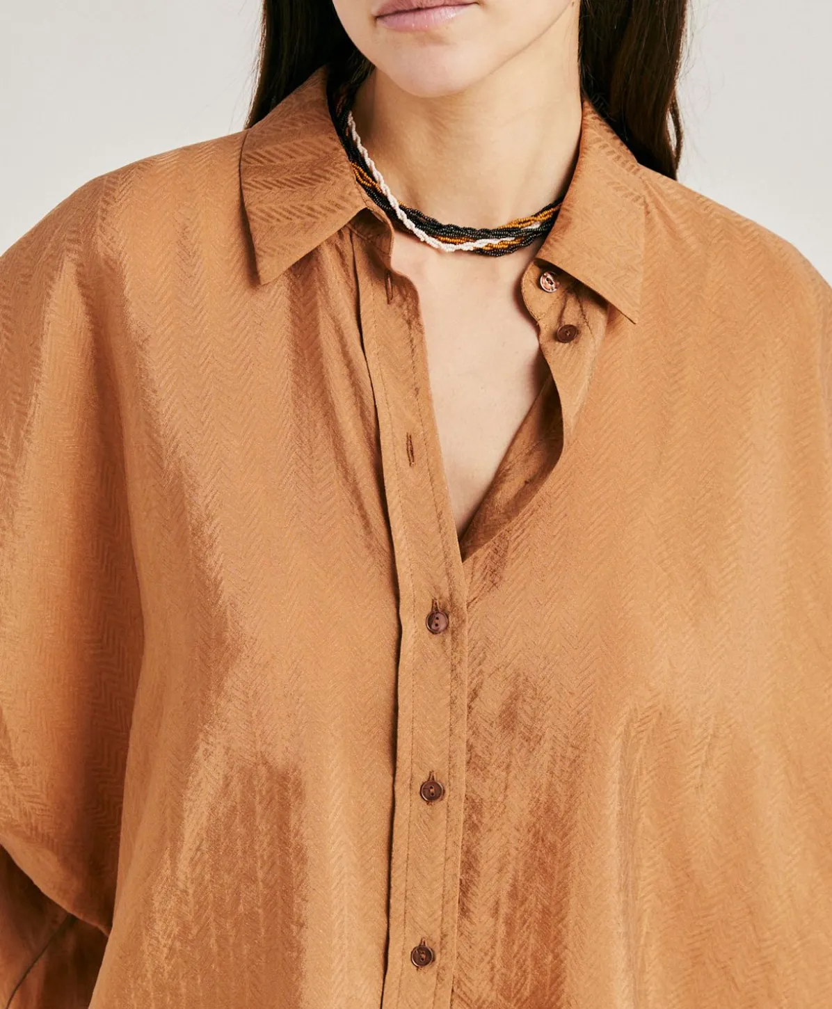 Chemise Jacquard Brooklyn Cupro - Reglisse
