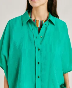 Chemise Jacquard Brooklyn Cupro - Emeraude