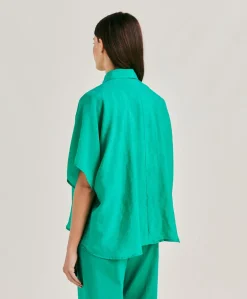 Chemise Jacquard Brooklyn Cupro - Emeraude