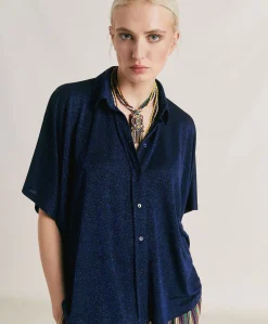 Chemise Jersey Lurex Brooklyn - Bleute