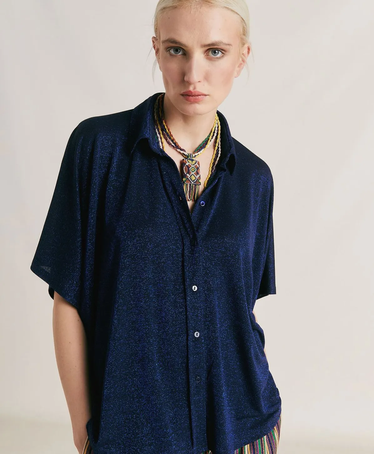 Chemise Jersey Lurex Brooklyn - Bleute