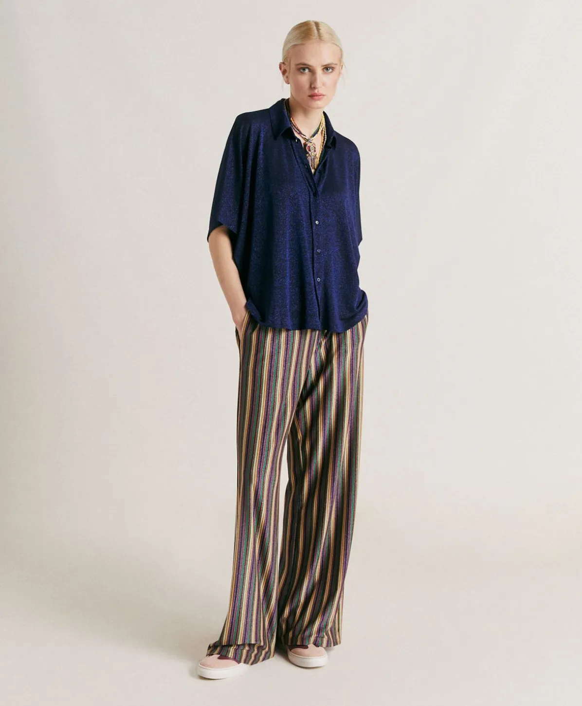 Chemise Jersey Lurex Brooklyn - Bleute
