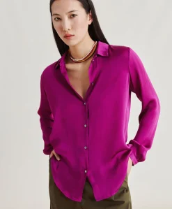 Chemise Meudon En Soie Unie - Cyclamen