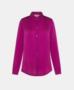 Chemise Meudon En Soie Unie - Cyclamen