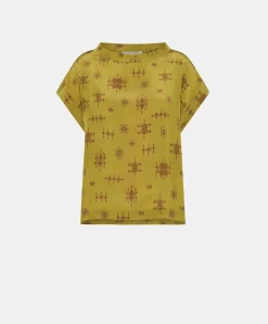 Chemisier Curacao En Crepe De Chine - Citron Vert/Vin