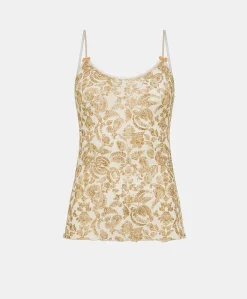Haut En Nylon Imprime Airelle - Creme / Multicolore