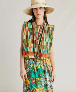 Haut En Popeline Moon - Jaune Multicolore