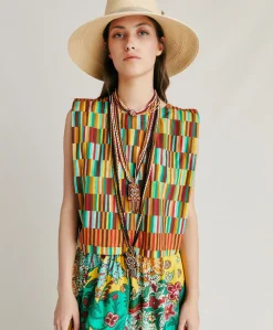 Haut En Popeline Moon - Jaune Multicolore