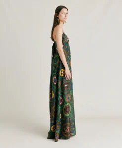 Jolie Robe En Haboutai De Soie - Vert Multicolore