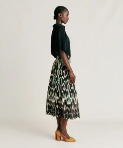 Jupe Celestin En Lin Viscose - Noir Multicolore