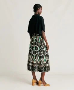 Jupe Celestin En Lin Viscose - Noir Multicolore