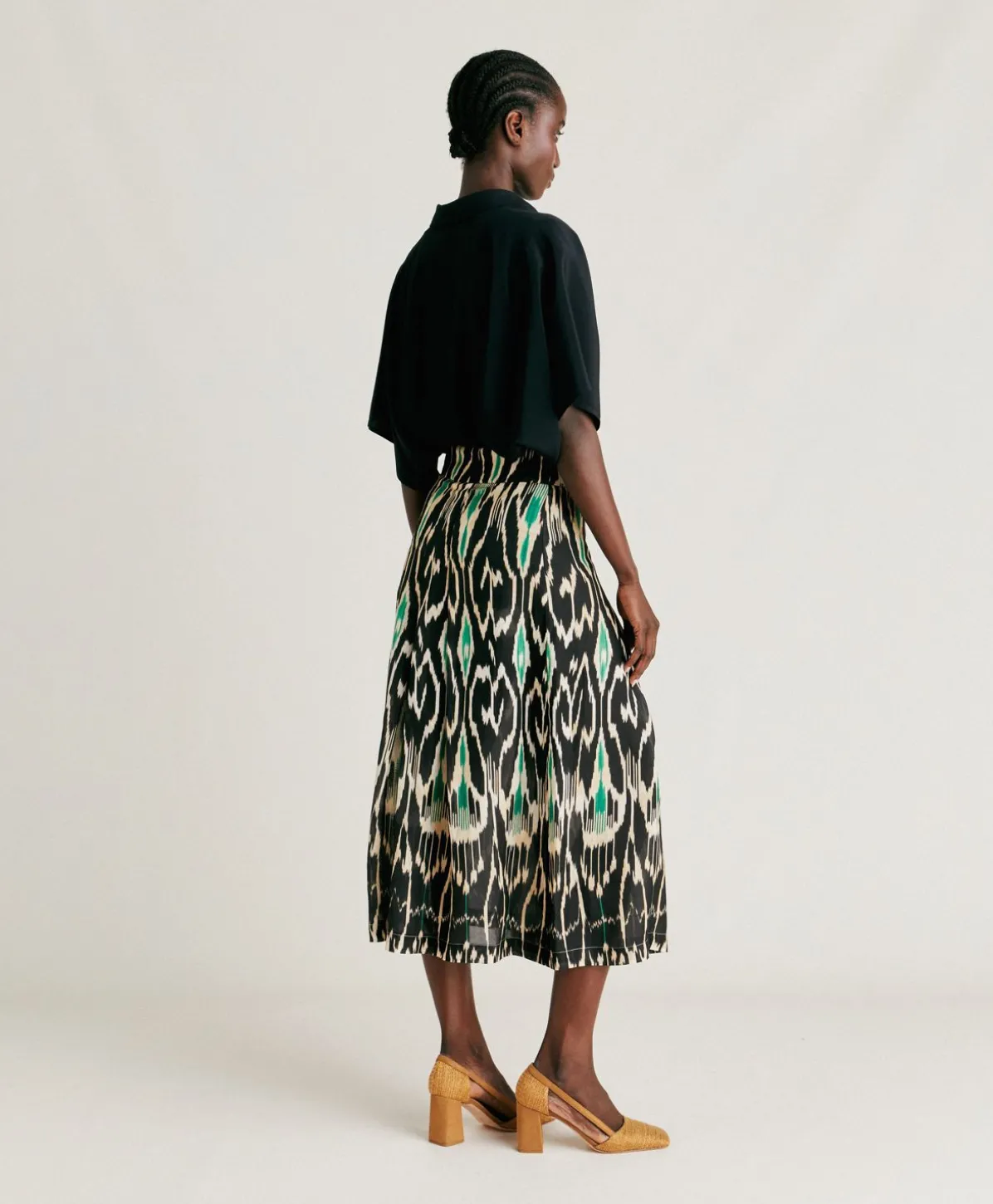 Jupe Celestin En Lin Viscose - Noir Multicolore