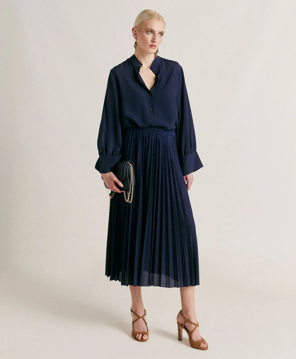 Jupe Emi En Jersey Lurex - Bleute