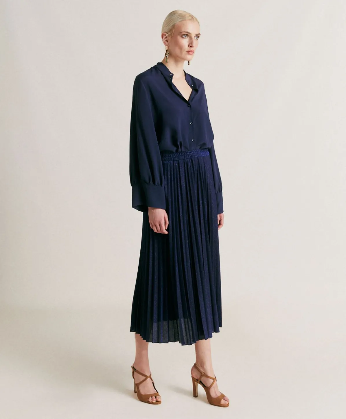 Jupe Emi En Jersey Lurex - Bleute