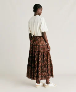 Jupe Gaze Yasmine - Chocolat/Rouge