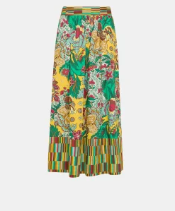 Jupe Iris En Popeline - Jaune Multicolore