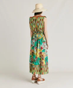 Jupe Iris En Popeline - Jaune Multicolore