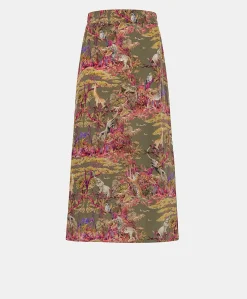 Jupe Olla Crepe De Chine - Olive Multicolore