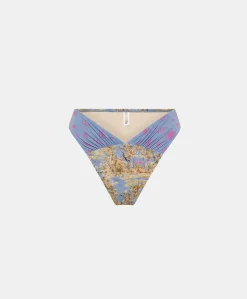 Maillot De Bain Slip Avec Jambe Haute Serina - Multicolore Bleu Clair