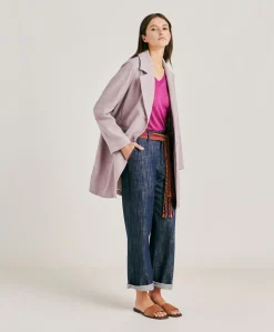 Manteau De Pomeranie En Lin Coton - Aubergine
