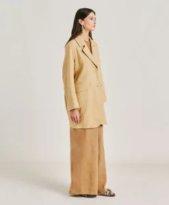Manteau Pomeranien En Lin Coton - Paille
