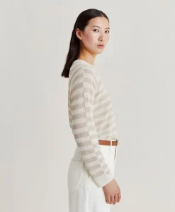 Marmotta Pull Raye En Lurex Perle - Creme
