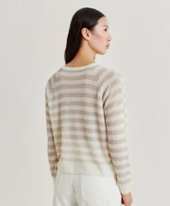 Marmotta Pull Raye En Lurex Perle - Creme
