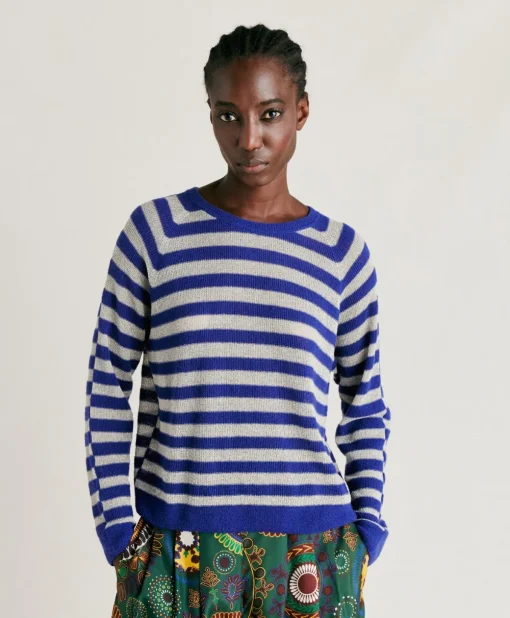 Marmotta Pull Raye Lurex Perle - Bluette