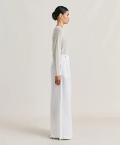 Pantalon Aspen En Lin Uni - Blanc Optique