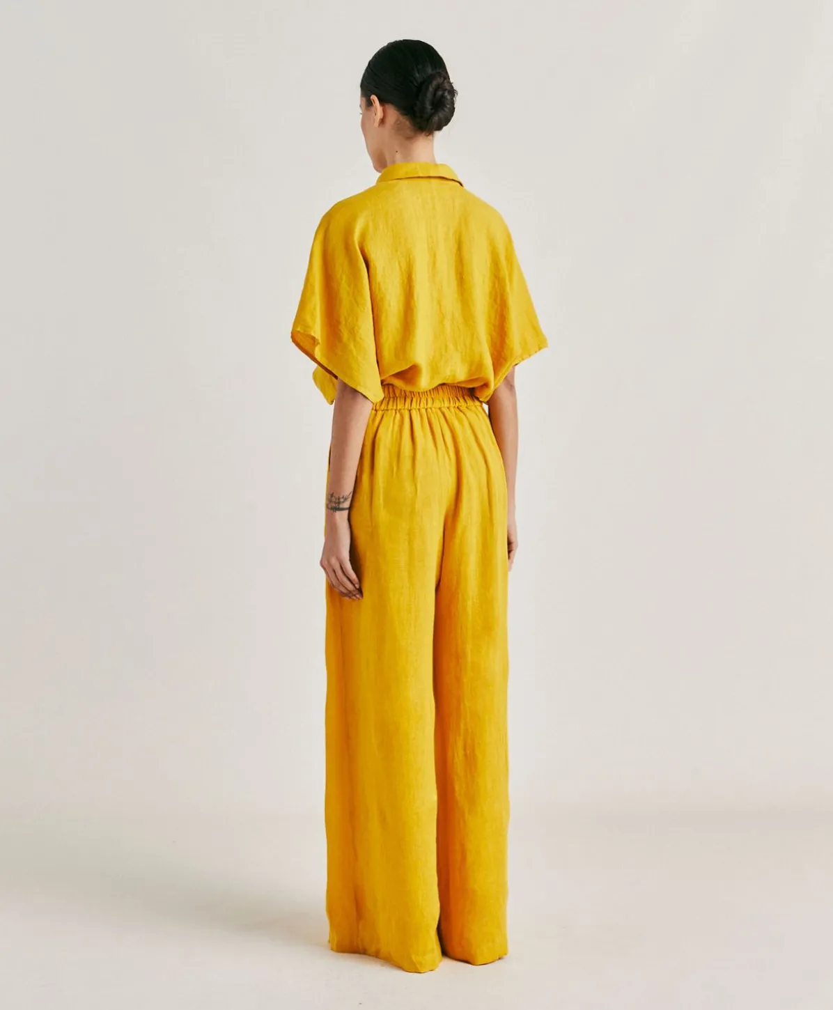 Pantalon Aspen En Lin Uni - Jaune Soleil