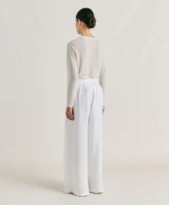 Pantalon Aspen En Lin Uni - Blanc Optique