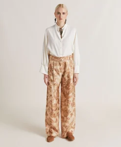 Pantalon Austin En Serge De Soie - Poudre Multicolore