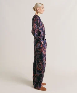 Pantalon Austin En Serge De Soie - Multicolore Bleu Nuit