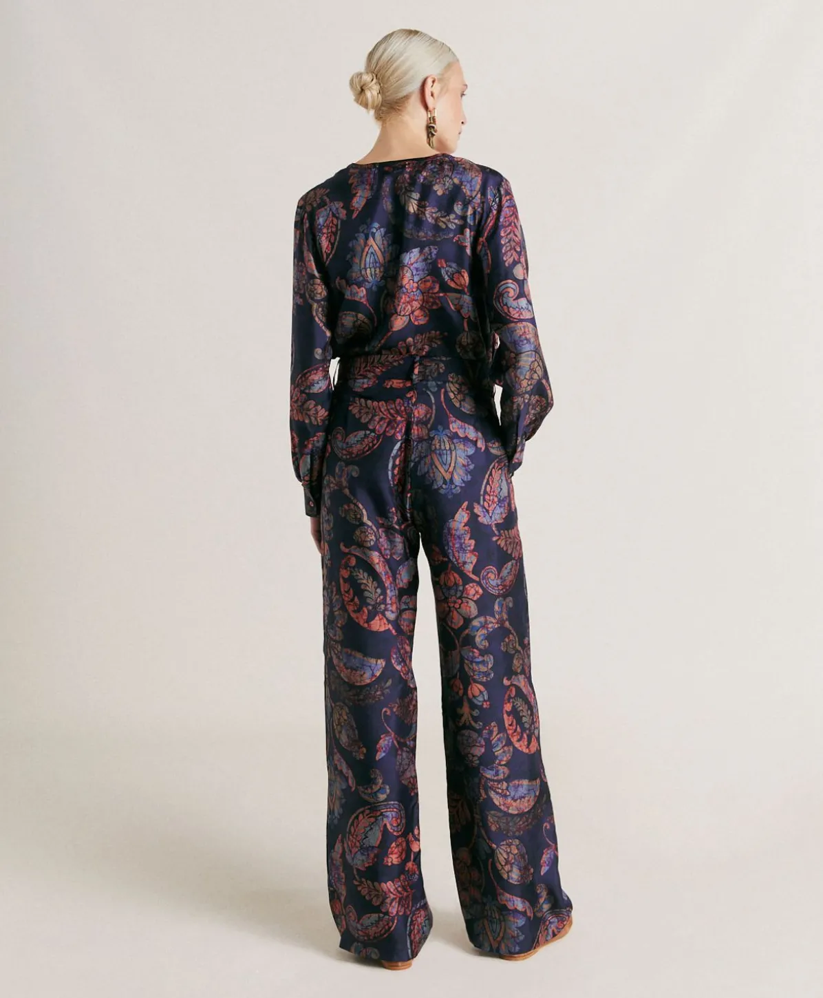 Pantalon Austin En Serge De Soie - Multicolore Bleu Nuit