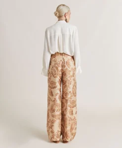Pantalon Austin En Serge De Soie - Poudre Multicolore