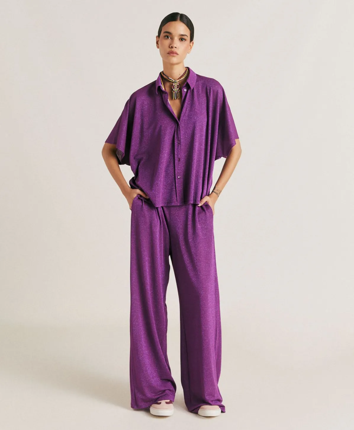Pantalon Baccarat En Jersey Lurex - Cyclamen