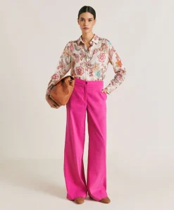 Pantalon Candeo En Lin Et Coton - Fuchsia