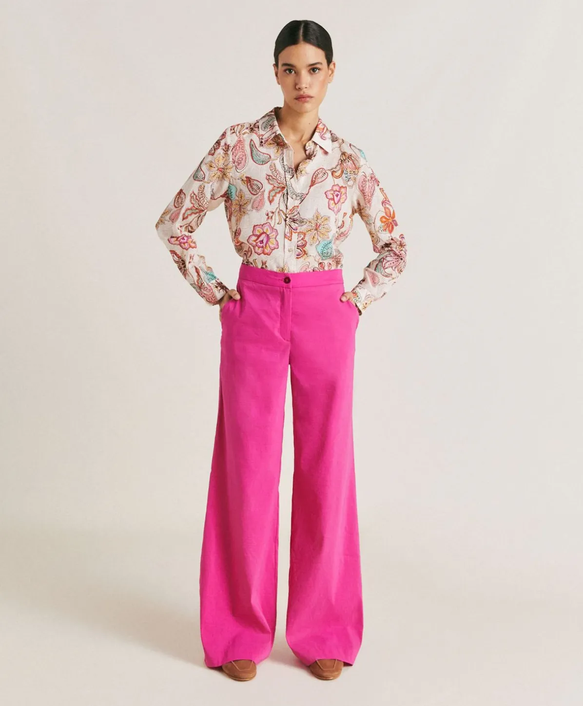Pantalon Candeo En Lin Et Coton - Fuchsia