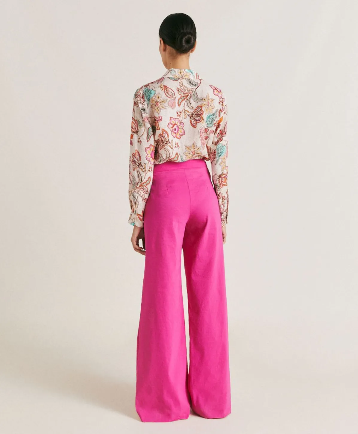 Pantalon Candeo En Lin Et Coton - Fuchsia