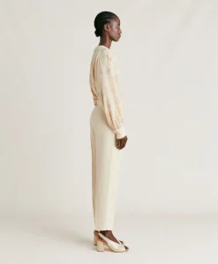 Pantalon Elegant En Lin Et Viscose Matthieu - Creme