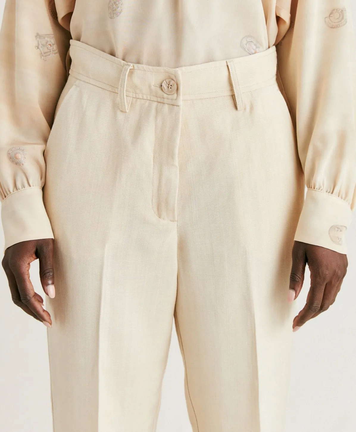 Pantalon Elegant En Lin Et Viscose Matthieu - Creme
