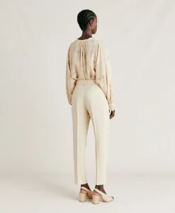 Pantalon Elegant En Lin Et Viscose Matthieu - Creme
