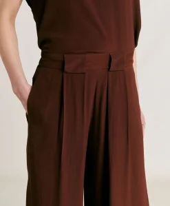 Pantalon En Acetate De Soie Aspen - Chocolat