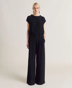 Pantalon En Acetate De Soie Aspen - Noir