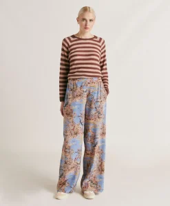 Pantalon En Crepe De Chine Baccarat - Multicolore Ceruleen