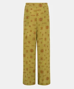 Pantalon En Crepe De Chine Baccarat - Citron Vert/Vin