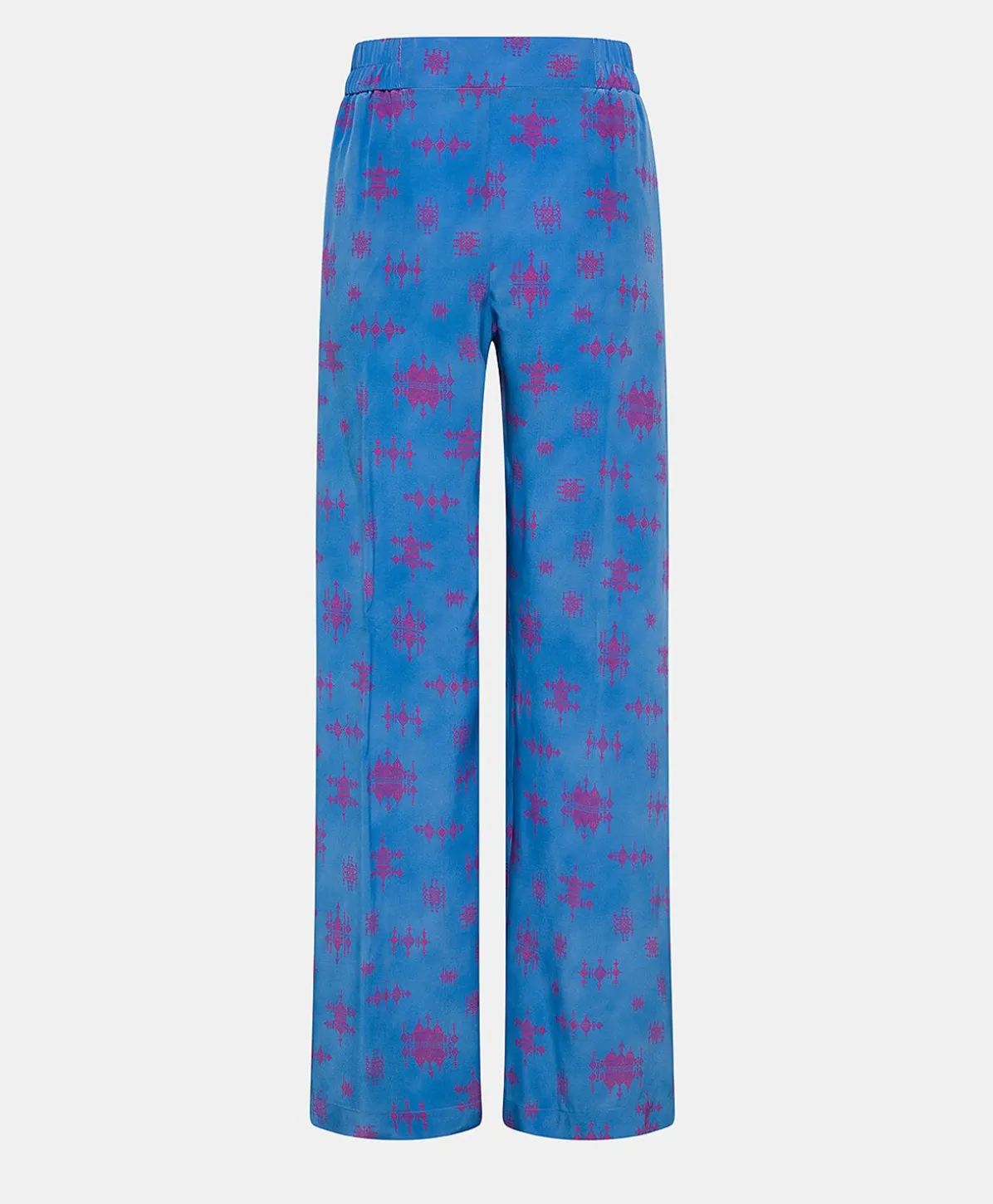 Pantalon En Crepe De Chine Baccarat - Bleutte/Fuchsia